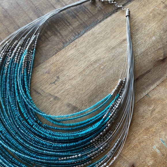 Blue Multi Layered Necklace - Picture 3 of 5
